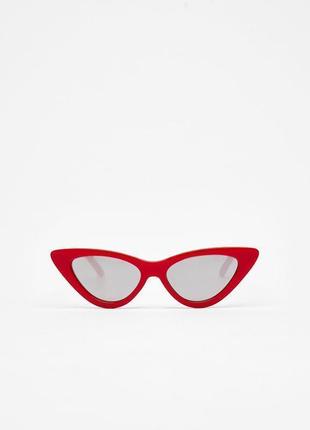 Солнцезащитные зеркальные очки в красной оправе кошачий глаз bershka4 фото