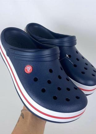 Мужские кроксы сабо crocs crocband navy синие