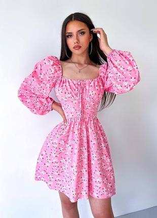 Літня сукня barbie рожева в квітах літо тренд 20232 фото