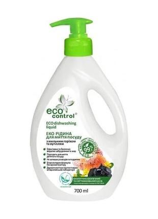 Жидкость для мытья посуды с мыльным орехом и углем eco control  700 мл (5118)1 фото