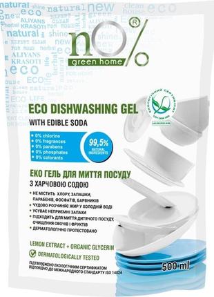 Эко гель для мытья посуды с пищевой содой duo-pack, 500 мл no% green home.