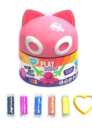 Тесто для лепки с формочкой 5 шт. окто 41131 тм lovin play dough котик (1/15)