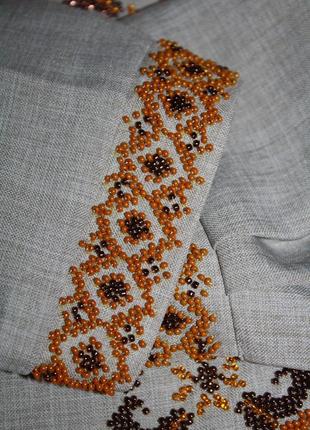 Рубашка мужская ручная работа вышивка бисер.3 фото