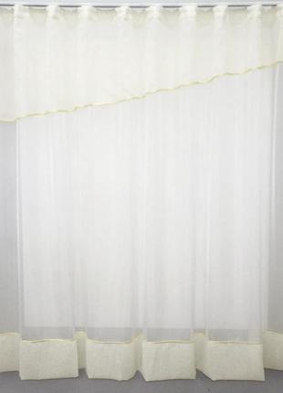 Шторки на кухню, балкон (260х170см). колір білий з кремовим