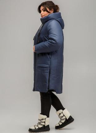 Теплая демисезонная куртка стеганая с капюшоном большие размеры3 фото