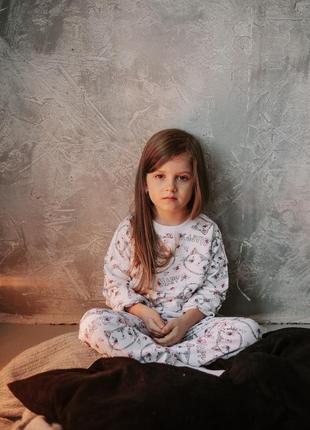 Піжама дитяча принт котики тепла з начісуванням happy костюм домашній