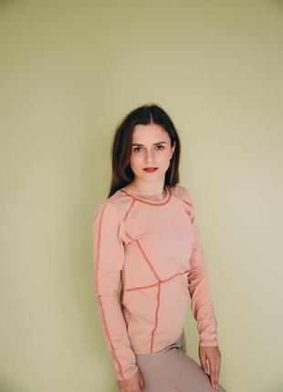 Лонгслів жіночий трикотажний стрейчевий бавовняний в стилі печворк