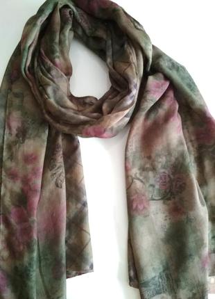Распродажа, шарф женский, осенний, 200 х 70 см, цвет темно-зелений