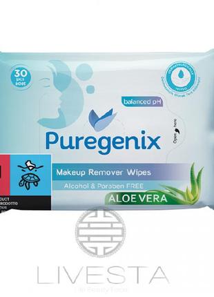 Влажные салфетки для снятия макияжа puregenix, 30 шт