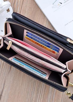 Женская маленькая сумка клатч кошелек для телефона с ремешком на плечо9 фото