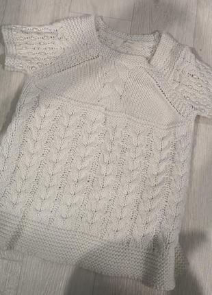 Светр-косичка, жилетка з коротким рукавом і намистинами (zara,зара)