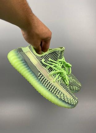 Женские кроссовки летние сетка adidas yeezy boost 350 лимонные1 фото