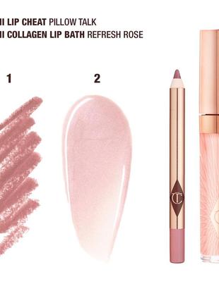 Набор карандаш и блеск для губ charlotte tilbury mini glossy pink lip gloss + lip liner set - fresh6 фото