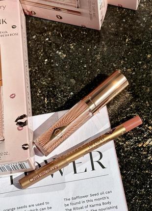 Набір олівець та блиск для губ charlotte tilbury mini glossy pink lip gloss + lip liner set - fresh