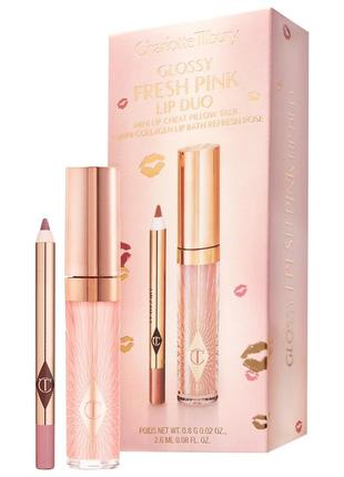 Набор карандаш и блеск для губ charlotte tilbury mini glossy pink lip gloss + lip liner set - fresh5 фото