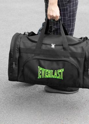 Спортивная мужская дорожная сумка everlast biz green черная тканевая в поездок на 60 литров для экипировки3 фото