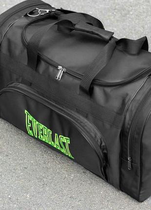Спортивная мужская дорожная сумка everlast biz green черная тканевая в поездок на 60 литров для экипировки9 фото