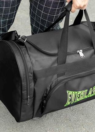 Спортивна чоловіча дорожня сумка everlast biz green чорна тканинна в поїздок на 60 літрів для екіпіровки