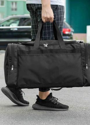 Большая дорожная спортивная сумка fat черная тканевая для поездок и тренировок в зале на 60 литров прочная2 фото