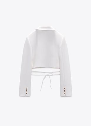 Шикарный укороченный белый жакет пиджак zara8 фото