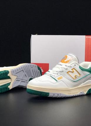 Кроссовки нью баланс 550 / шикарные мужские кроссовки new balance 550 white green / чоловічі шкіряні спортивні кросівки new balance4 фото