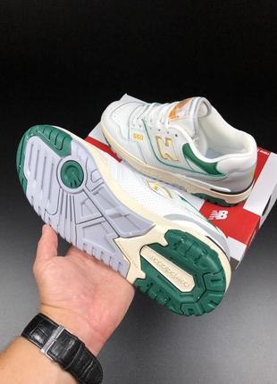 Кроссовки нью баланс 550 / шикарные мужские кроссовки new balance 550 white green / чоловічі шкіряні спортивні кросівки new balance5 фото