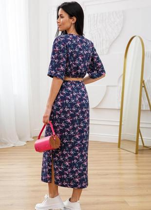 Летнее штапельное платье зоуи мили с открытой спиной с цветочным принтом 42-52 размеры разные цвета2 фото