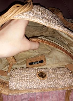 Tula сумка оригинал натуральная кожа и соломенное плетение4 фото