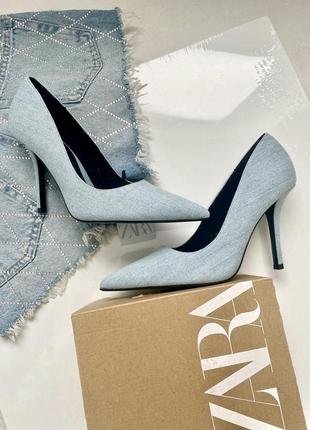 Джинсові лодочки туфлі на підборах zara оригінал