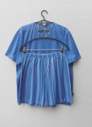 Трикотажная хлопковая пижама футболка + шорты  премиум  класса isa bodywear