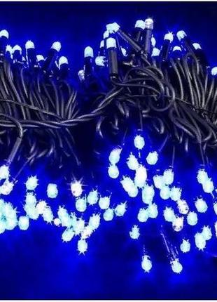 Уличная светодиодная гирлянда 100led нить ip65s синяя 10 метров черный провод3 фото