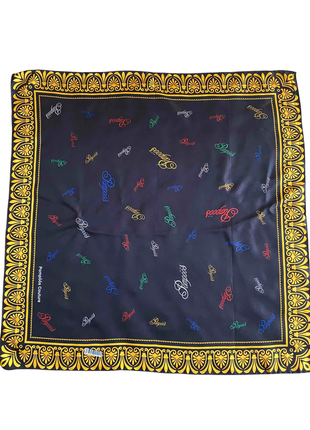 Шелковый платок pompöös couture 90*90 см италия черно-желтая4 фото
