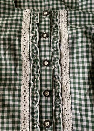Laura torelli фирменная брендовая винтажная рубашка в винтажном стиле винтаж немецкая германская в клетку с коротким рукавом зеленая белая2 фото