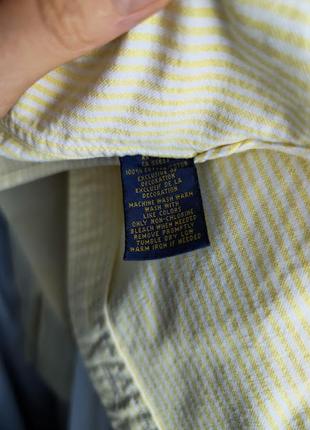 Рубашка у жовту смужку топ із завязками апсайклінг upcycling ralph lauren4 фото