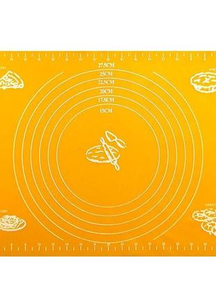 Коврик кулинарный силиконовый. коврик кондитерский силиконовый для раскатки теста с разметкой, оранжевый.2 фото