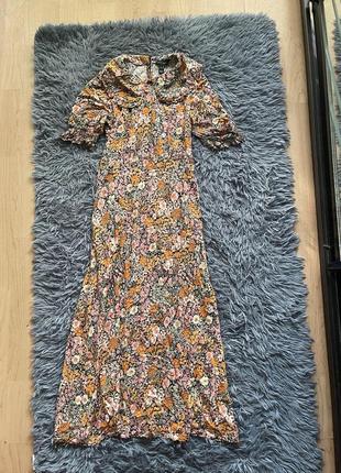Медное платье в цветочный принт3 фото