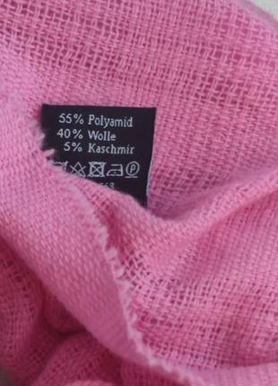 Шарф з кашеміром та вовною città della moda made in italy рожевого кольору4 фото