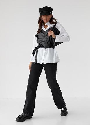 Рубашка с корсетом с эко кожи