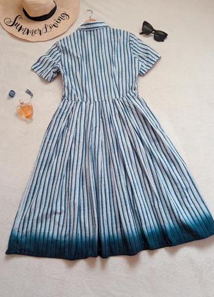 Платье белое из поплина в голубую полоску. натуральное платье рубашка в полоску max mara7 фото