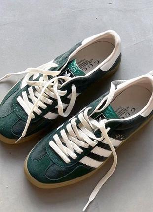 Кросівки adidas × gucci gazelle velvet green white