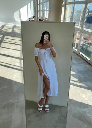 Платье белое в стиле прованс муслин хлопок легкий не парит лето тренд 20231 фото