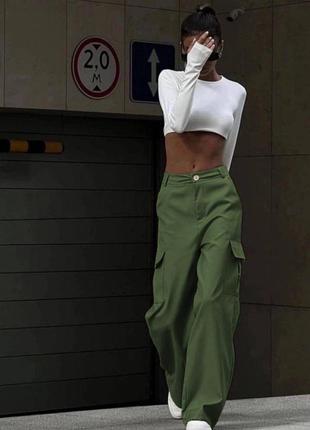 Женские брюки карго из коттона3 фото