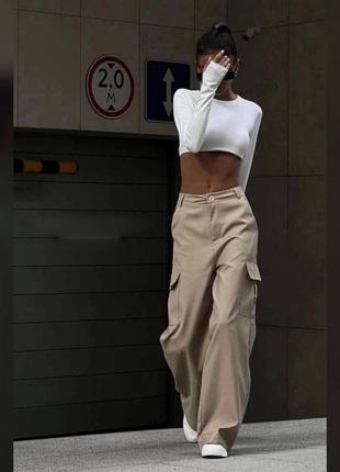 Женские брюки карго из коттона5 фото