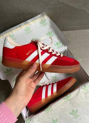 Кросівки adidas × gucci gazelle velvet red white