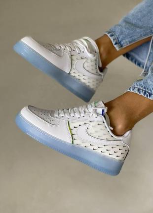 Женские кроссовки nike air force 1 white blue more nike / smb