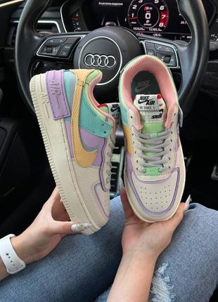 Женские кроссовки nike air force 1 shadow beige yellow mint w2 фото