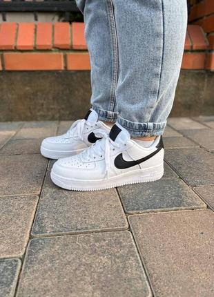 Женские кроссовки nike air force 1 white black / smb