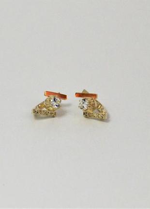 Сережки срібні з золотими напайками цирконами та камінням містик1 фото