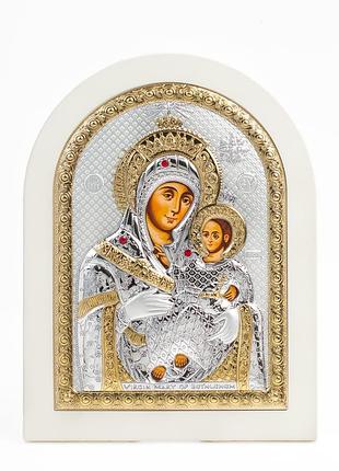 Вифлеємська ікона божої матері 15x21см аркової форми на білому дереві