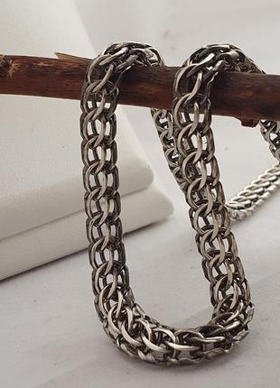 Серебряная цепочка с чернением и плетением венеция2 фото